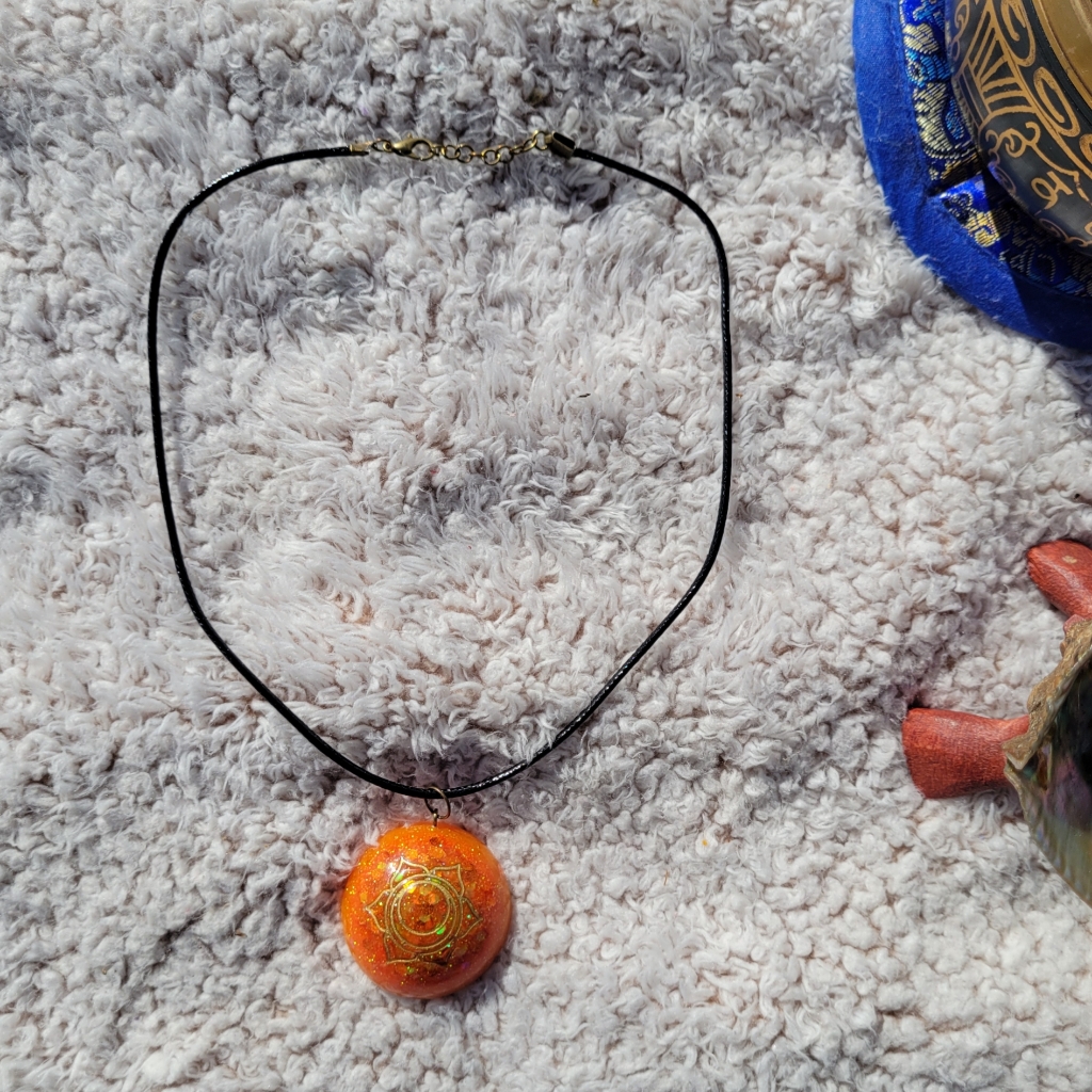 Sacral Chakra Handmade Resin Art Necklace Boho Hippie